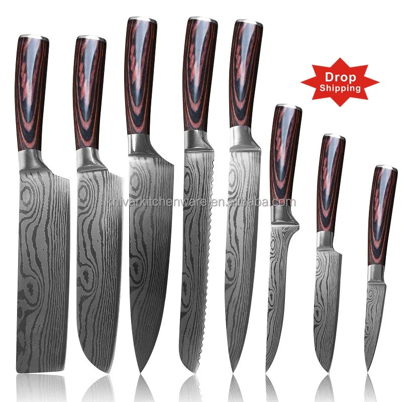 8 pcs stainless steel customization chef professional paring santoku slicing fish japanese high-quality kitchen knife sets, Silver
8 pcs stainless steel customization chef professional paring santoku slicing fish japanese high-quality kitchen knife sets, Silver