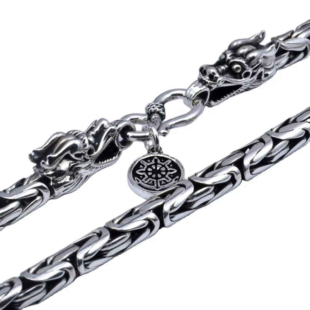 Handmade Sterling Silver Necklace 925 Jewelry Men Double Dragon Heads Chain Necklace
Handmade Sterling Silver Necklace 925 Jewelry Men Double Dragon Heads Chain Necklace