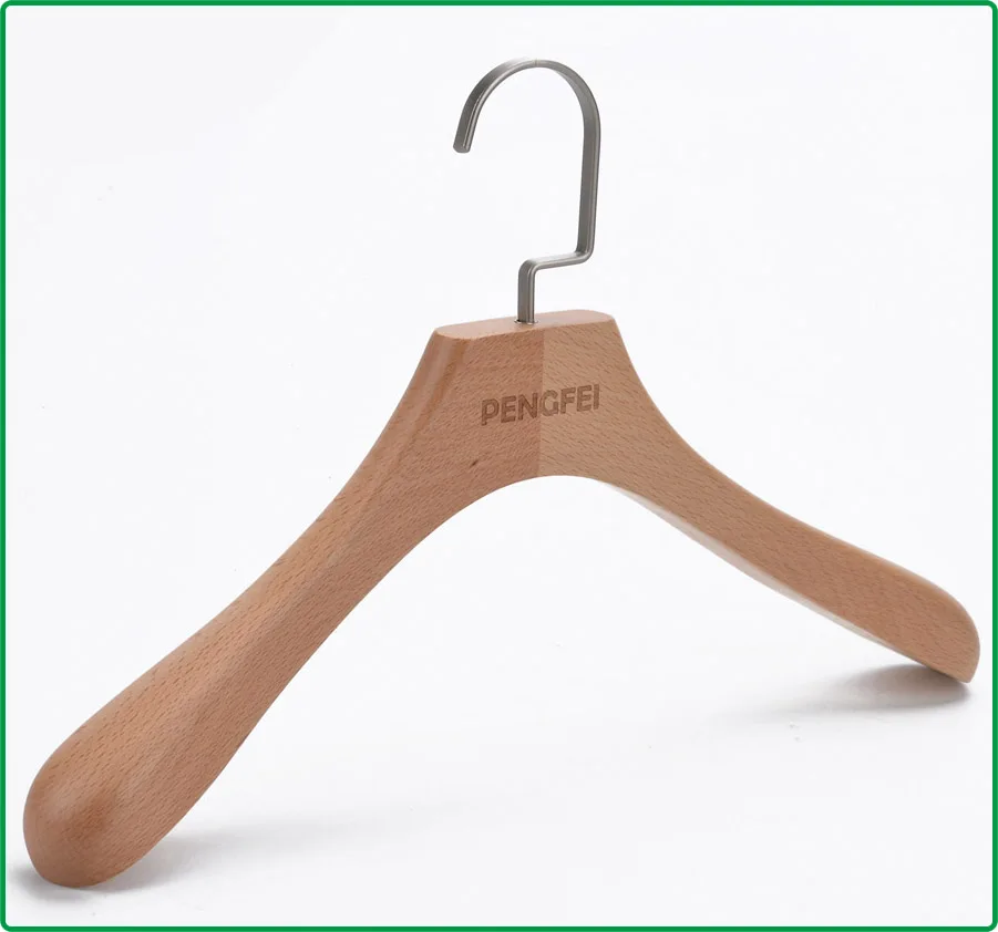 Custom LOGO luxury wooden coat hanger in bulk wooden jacket hanger for hotel