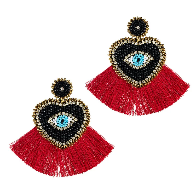 ET1063 Chic Crystal Velvet Sewing Seed Loom Beaded Eye Heart Shape Tassel Earrings for Women Girls
ET1063 Chic Crystal Velvet Sewing Seed Loom Beaded Eye Heart Shape Tassel Earrings for Women Girls