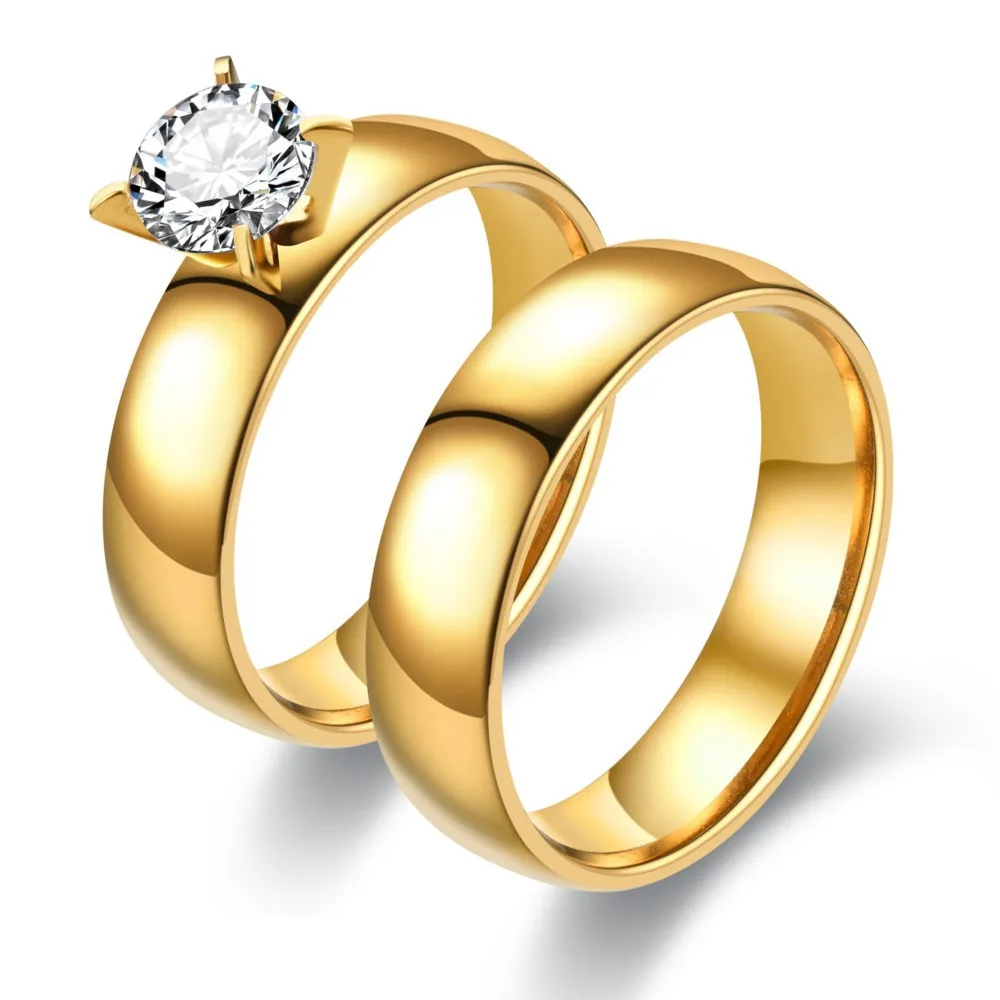 Factory Wholesale Couple Ring Set Gift Weddings And Engagement Gold Matte Four-claw Zircon Stainless Steel Couple Rings
Factory Wholesale Couple Ring Set Gift Weddings And Engagement Gold Matte Four-claw Zircon Stainless Steel Couple Rings