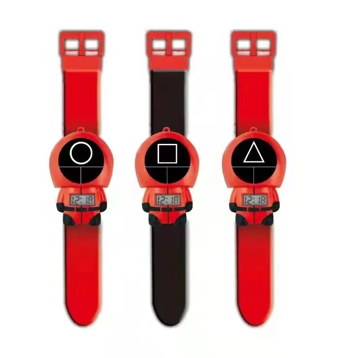 Korean TV squid game red administrator children's electronic watch LED Watch squid game toy
Korean TV squid game red administrator children's electronic watch LED Watch squid game toy