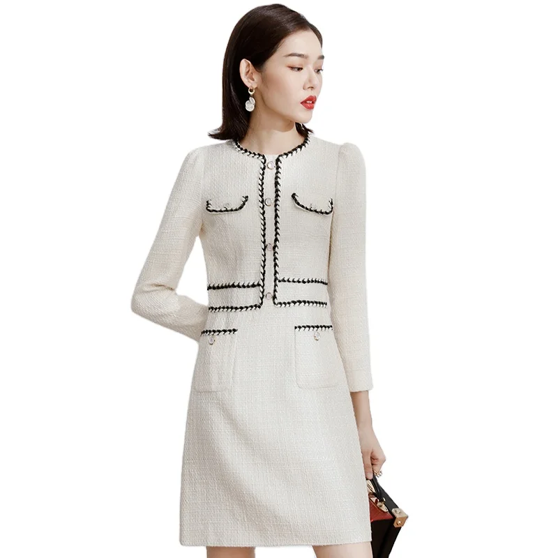 Na Berry High Quality Italian Office Lady Work Dress Formal Tweed Luxury Dresses Women White Worsted Winter Warm Mini Dresses
Na Berry High Quality Italian Office Lady Work Dress Formal Tweed Luxury Dresses Women White Worsted Winter Warm Mini Dresses