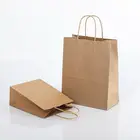 New products brown colourful kraft paper bag shopping bag with handle in stock
