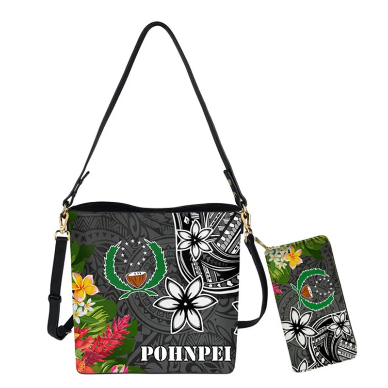 Pohnpei Polynesian Tribal Designer Purses and Handbags for Ladies Custom 2pcs Women Shoulder Bag Bucket Handbags Wholesale
Pohnpei Polynesian Tribal Designer Purses and Handbags for Ladies Custom 2pcs Women Shoulder Bag Bucket Handbags Wholesale