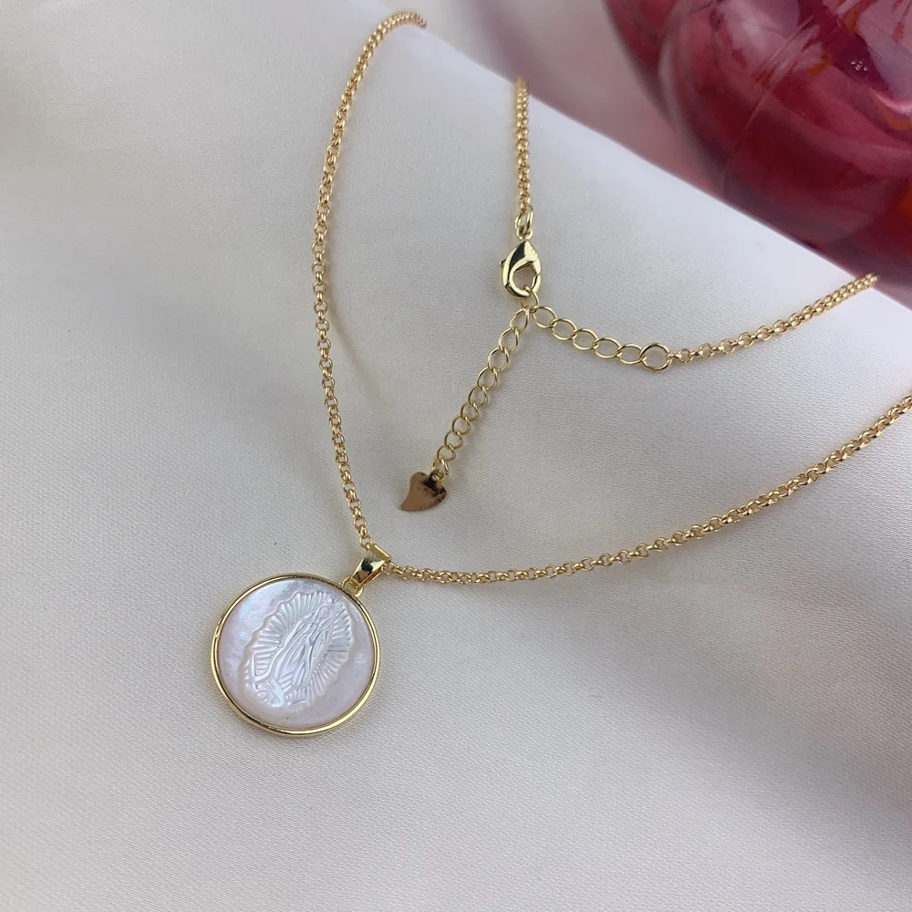 Our Lady of Guadalupe Pendant Necklace Women Fashion Natural Pearl Shell Round Medal Jewelry
Our Lady of Guadalupe Pendant Necklace Women Fashion Natural Pearl Shell Round Medal Jewelry