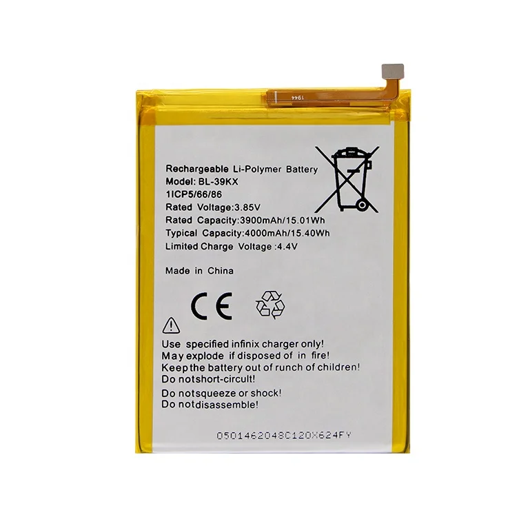 

China manufacture Rechargeable Li-ion Polymer Battery BL-39KX 4000mAh 3.85V For Infinix X624