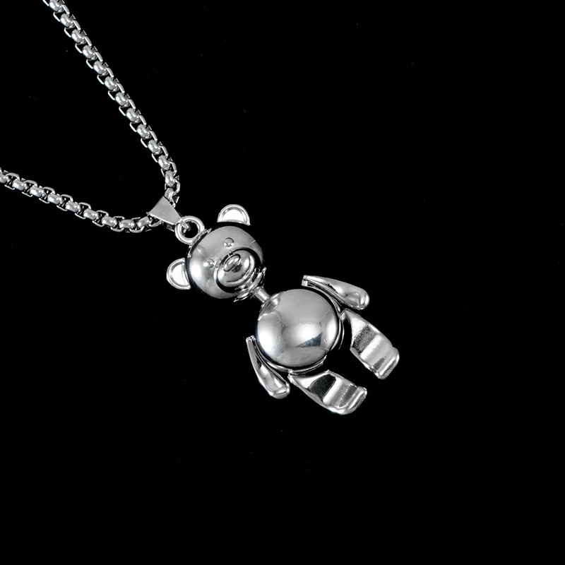 2019 Amazon Hip hop necklace cute cartoon robot bear necklace pendant stainless steel chain, 1 color
2019 Amazon Hip hop necklace cute cartoon robot bear necklace pendant stainless steel chain, 1 color