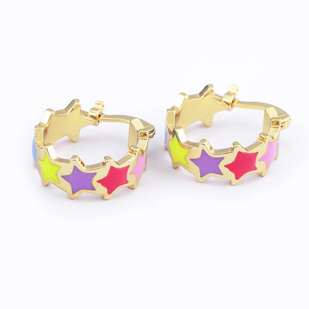 Fashion Colorful Star Hoop Earrings Copper Gold Plated Enamel Color Stud Earrings Jewelry Women Girls Wholesale Customized, 4 colors
Fashion Colorful Star Hoop Earrings Copper Gold Plated Enamel Color Stud Earrings Jewelry Women Girls Wholesale Customized, 4 colors