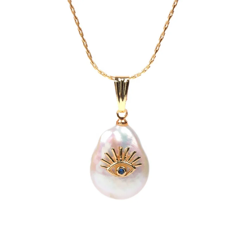 New fashion 18K gold plated stainless steel chain evil eye freshwater pearl necklace
New fashion 18K gold plated stainless steel chain evil eye freshwater pearl necklace