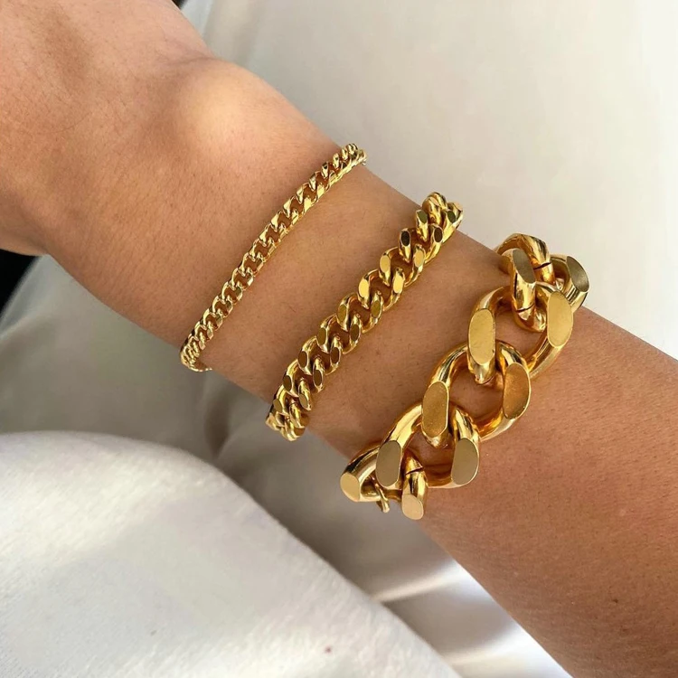 Customized Stainless Steel Non Tarnish 18K Gold Plated 2.8mm 6mm 8mm 12mm Cuban Link Chain Bracelet
Customized Stainless Steel Non Tarnish 18K Gold Plated 2.8mm 6mm 8mm 12mm Cuban Link Chain Bracelet