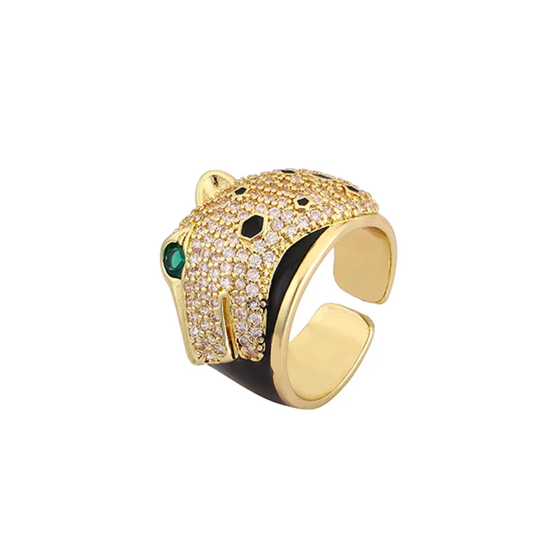 Fashion ins Style Copper micro zircon leopard opening ring hip hop retro crystal jewelry enamel finger ring for couple
Fashion ins Style Copper micro zircon leopard opening ring hip hop retro crystal jewelry enamel finger ring for couple