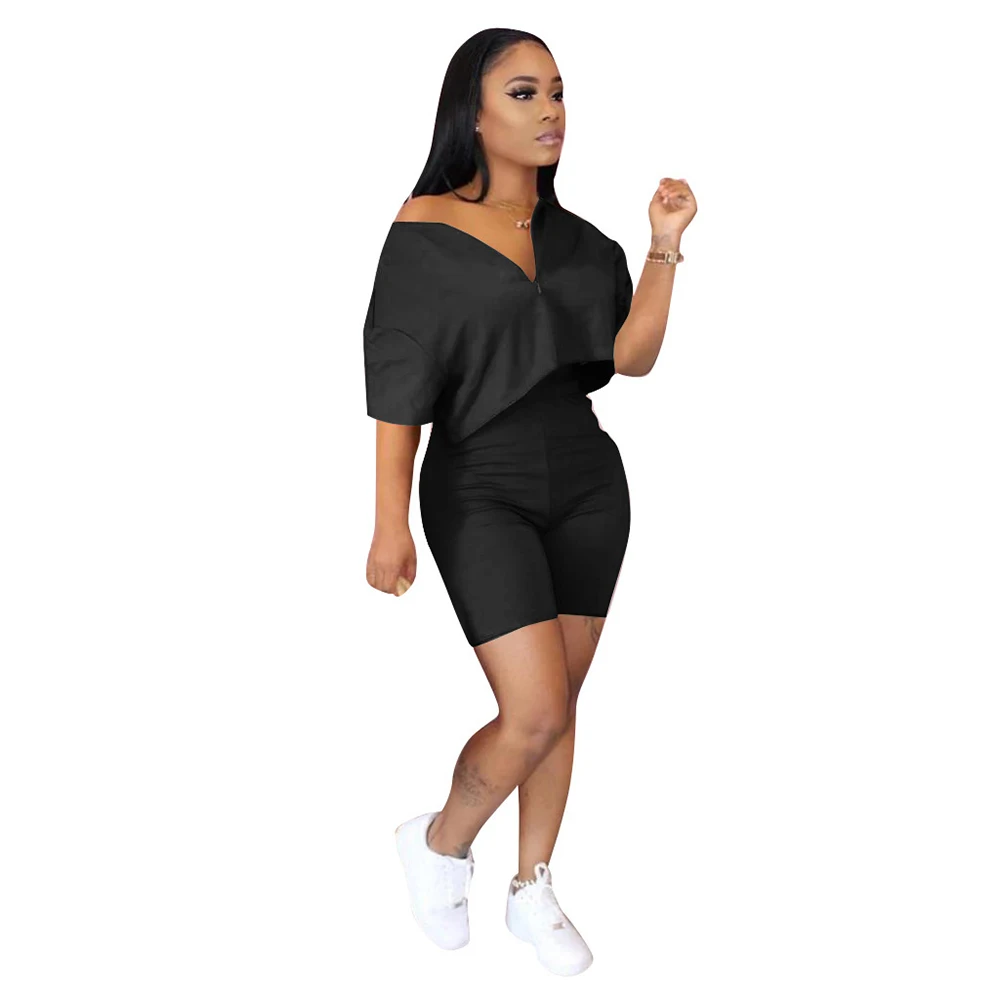 Summer women clothes 2021 European And American Women's Solid Color Short Sleeve Suit two piece short set clothing, Picture shows
Summer women clothes 2021 European And American Women's Solid Color Short Sleeve Suit two piece short set clothing, Picture shows