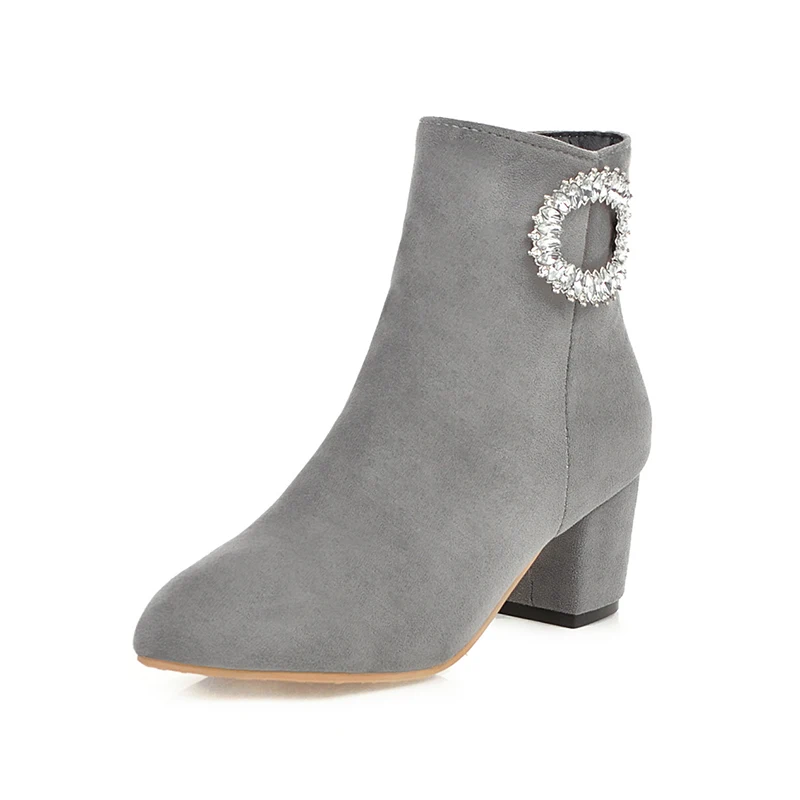 New Pointed Head Suede Commuter Thick Heels Ladies Ankle Boots, Black/brown/apicot/gray
New Pointed Head Suede Commuter Thick Heels Ladies Ankle Boots, Black/brown/apicot/gray