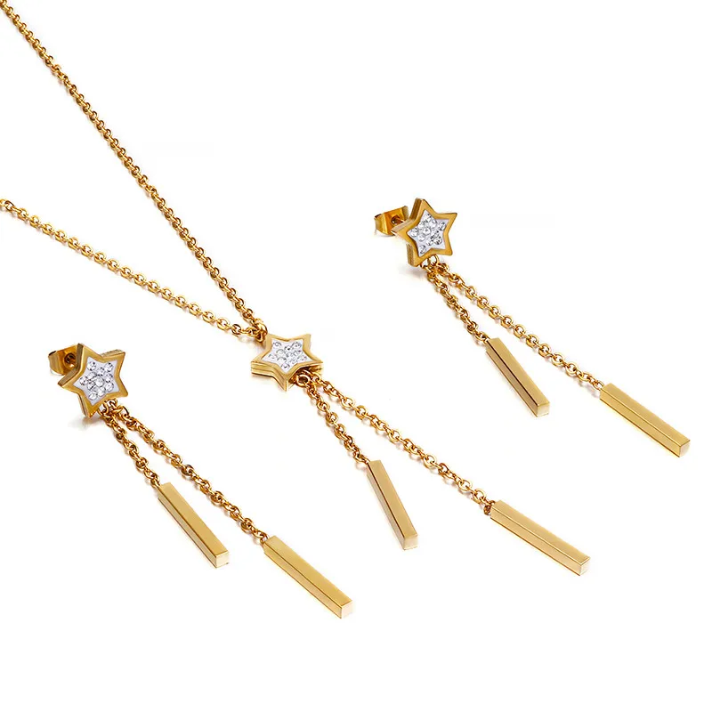 Women 18k Gold Plated Cuban Link Chain Five-pointed Star Necklace Set Stainless Steel
Women 18k Gold Plated Cuban Link Chain Five-pointed Star Necklace Set Stainless Steel