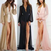 2019 Summer women long dresses sun protective bikini cover up black beachwear one piece
2019 Summer women long dresses sun protective bikini cover up black beachwear one piece