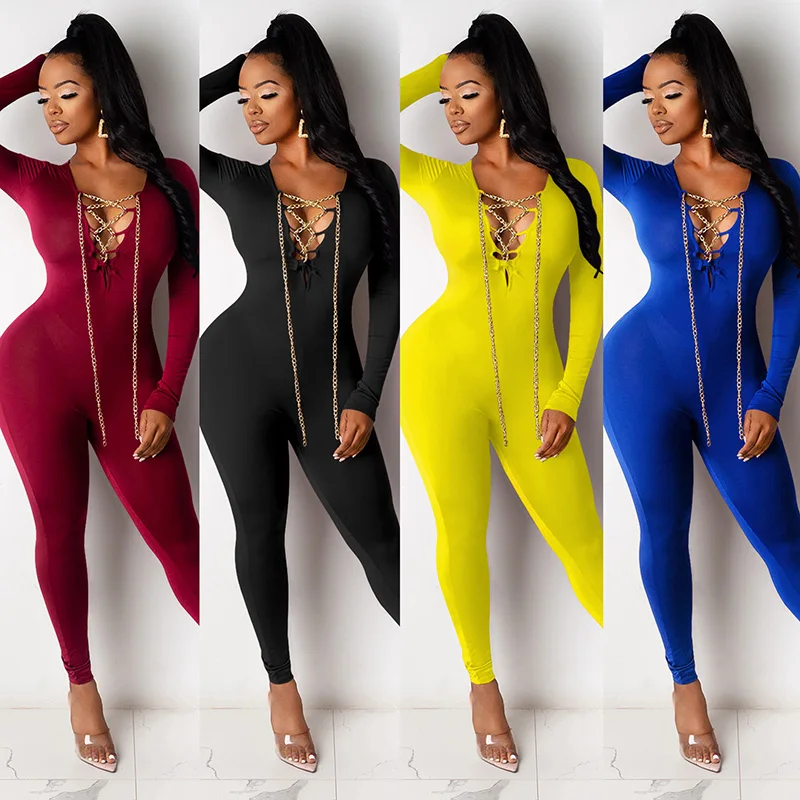 Autumn Women Long Sleeve V-Neck Cross Chain Sexy Bodysuit Fashion Girls Boutique Outfits One Piece Jumpsuit, Pictures showed
Autumn Women Long Sleeve V-Neck Cross Chain Sexy Bodysuit Fashion Girls Boutique Outfits One Piece Jumpsuit, Pictures showed
