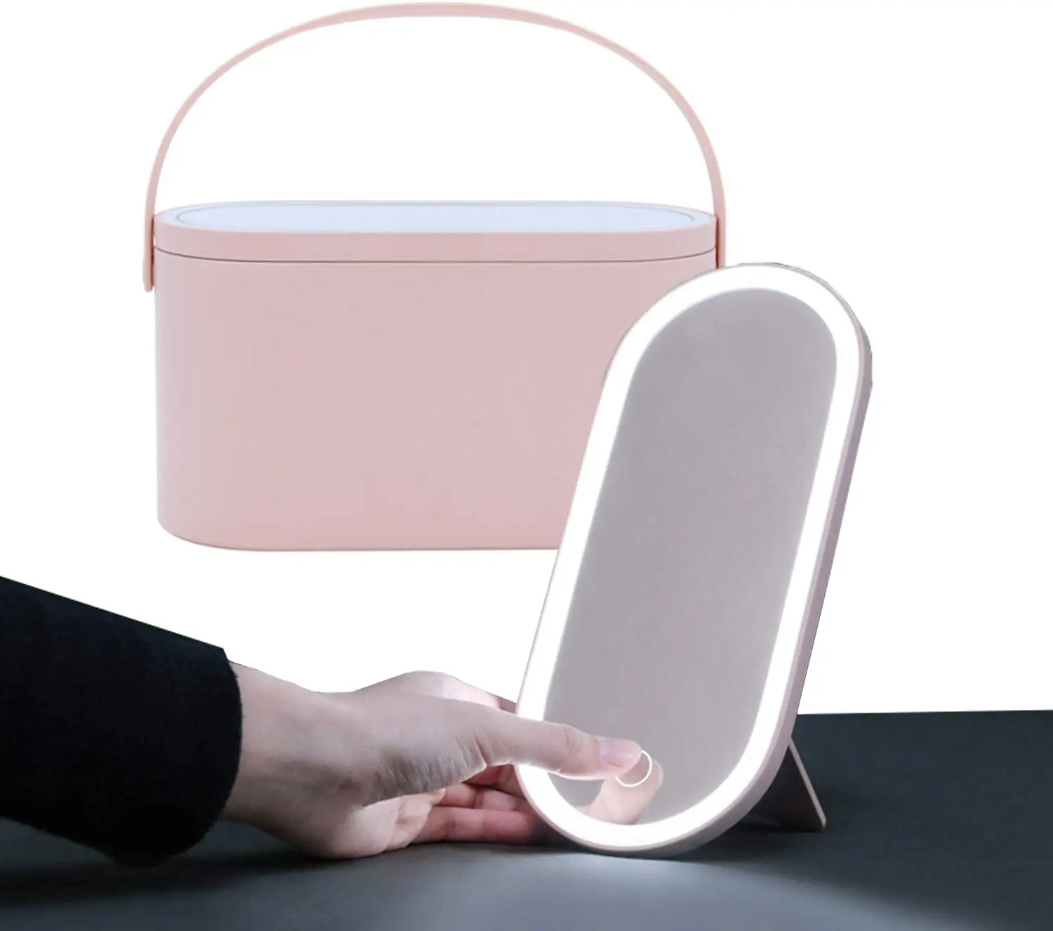 Custom Mini Makeup Bag Luxury Beauty Daily Care Vanity Mirror Bag Cosmetics Storage Portable Makeup Box with LED Light for Woman, Pink/white
Custom Mini Makeup Bag Luxury Beauty Daily Care Vanity Mirror Bag Cosmetics Storage Portable Makeup Box with LED Light for Woman, Pink/white