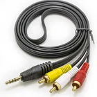 Gold 3.5mm stereo to 3RCA cable plug adapter audio video cable