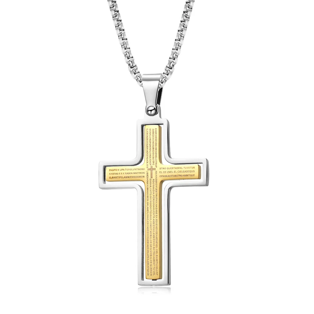 2021 High Quality Fashion Punk Men's Jewelry Stainless Steel Cross Bible Rotating Pendant Necklace, Like picture
2021 High Quality Fashion Punk Men's Jewelry Stainless Steel Cross Bible Rotating Pendant Necklace, Like picture