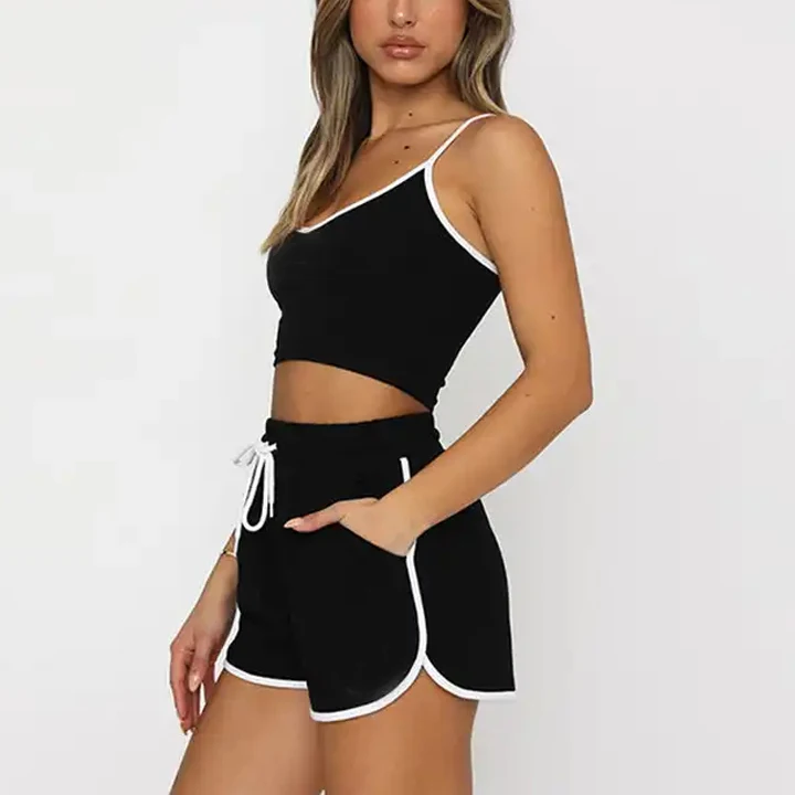 2024 Summer 2 Piece Shorts Sets Women Tank Tops Fashionable Vest Custom Logo Crop Top and Short Set For Woman 
2024 Summer 2 Piece Shorts Sets Women Tank Tops Fashionable Vest Custom Logo Crop Top and Short Set For Woman