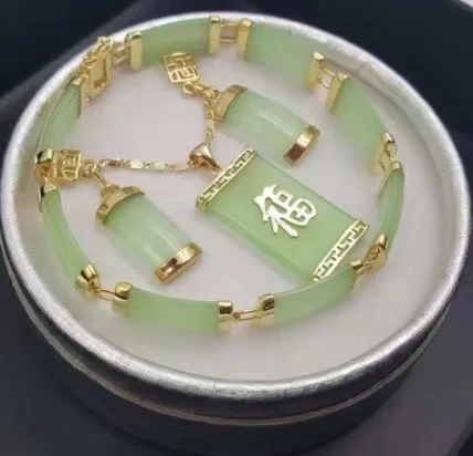 Jialin INS natural jade earirngs real jade agate bracelet light green color bamboo shape jade necklace set, Picture shows
Jialin INS natural jade earirngs real jade agate bracelet light green color bamboo shape jade necklace set, Picture shows