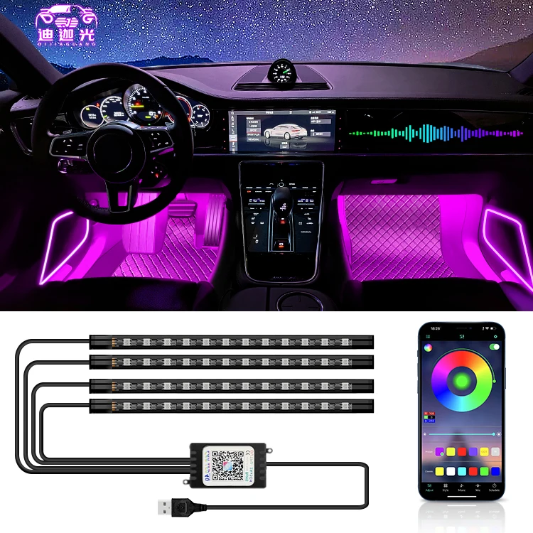 Mobile app wireless Control dream color 5050RGB LED Atmosphere Lamp universal car Interior Music Strip Light
Mobile app wireless Control dream color 5050RGB LED Atmosphere Lamp universal car Interior Music Strip Light