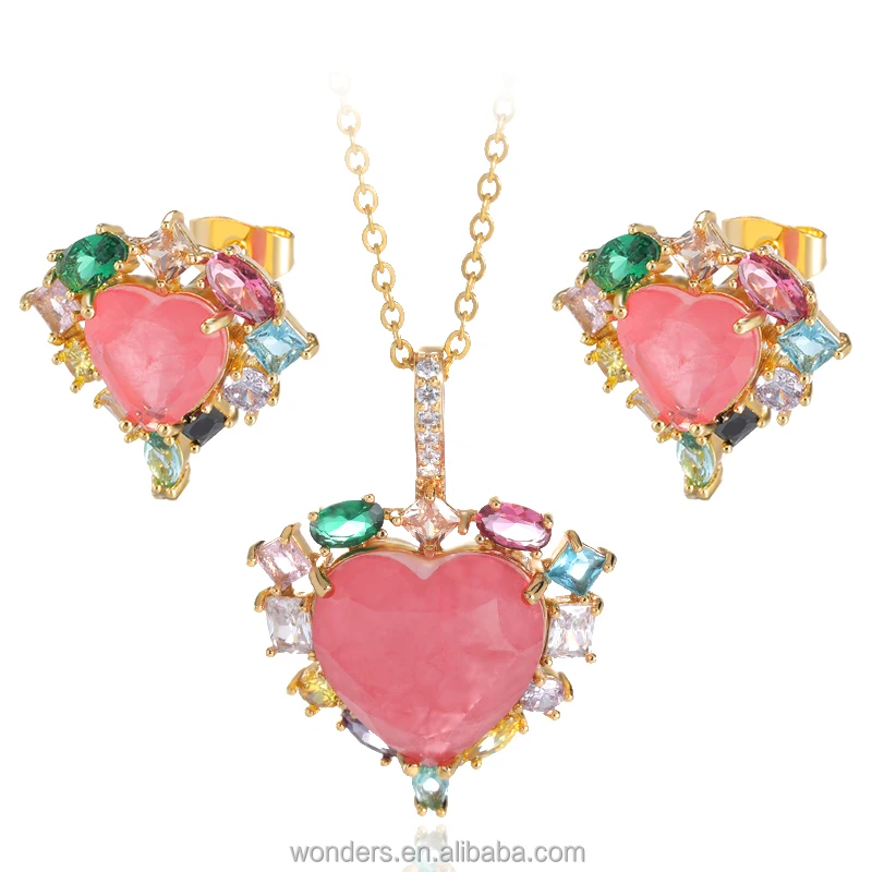 Rainbow Heart Cubic Zircon Luxury Fashion Rhinestone Red Heart Wedding Bridal Necklace Earrings Set, Gold/platinum
Rainbow Heart Cubic Zircon Luxury Fashion Rhinestone Red Heart Wedding Bridal Necklace Earrings Set, Gold/platinum