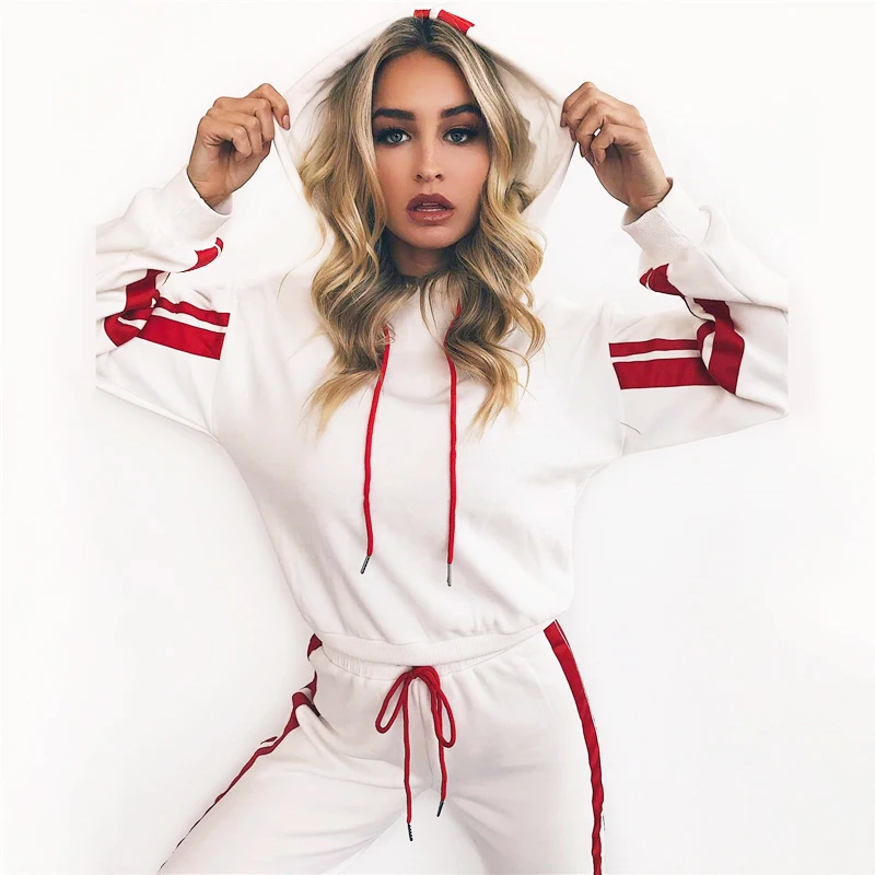 Streetwear Crew Neck Breathable Female Contrast Color Side Stripe Custom Logo Women Sweatpants and Hoodie Set., Red / white or custom
Streetwear Crew Neck Breathable Female Contrast Color Side Stripe Custom Logo Women Sweatpants and Hoodie Set., Red / white or custom