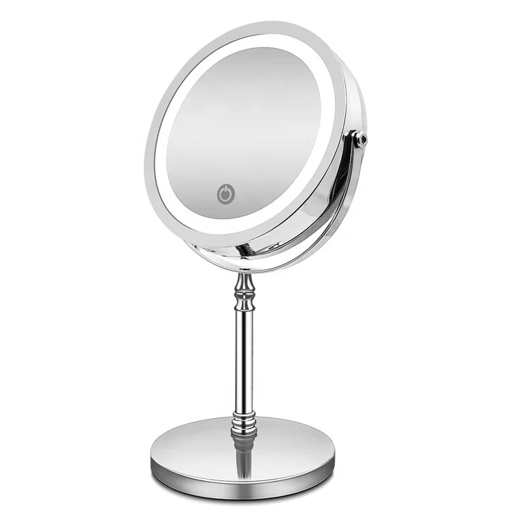 

High Quality Round 1X/3X/5X/10X Magnifying Desktop LED Makeup Mirror with LED Double Side Swivel Smart Cosmetic Mirror Lights
