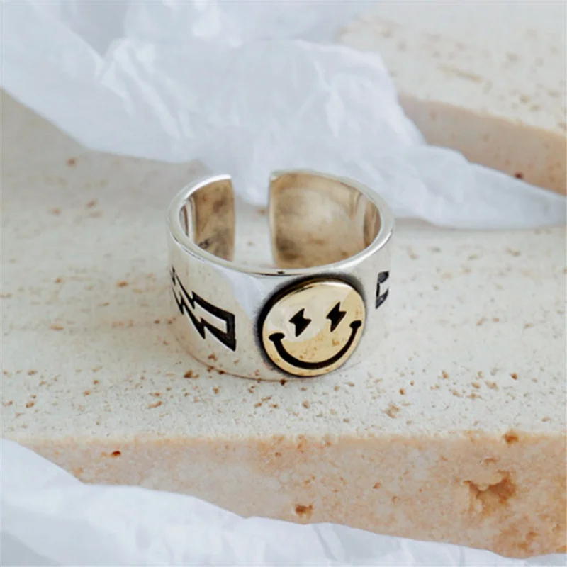 Happy Smiley Face Lightning Stamp Tibetan Ring Big Large Retro Vintage Golden Gothic Women Jewelry Rings, Silver color
Happy Smiley Face Lightning Stamp Tibetan Ring Big Large Retro Vintage Golden Gothic Women Jewelry Rings, Silver color