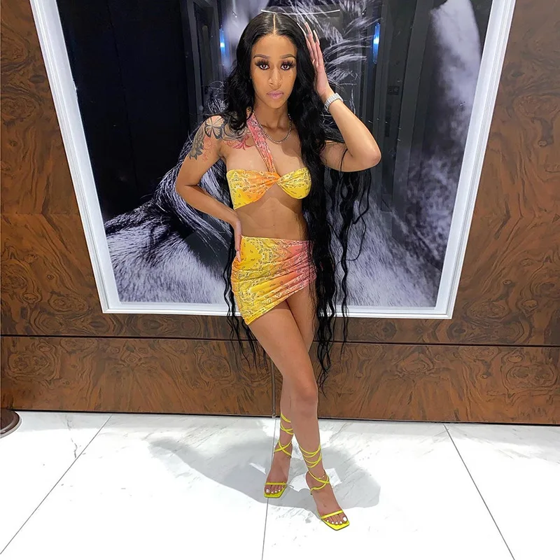 H6571 - Skirt And Top Casual Bandage One Shoulder Printed Sleeveless 2 Piece Set Women Clothing
H6571 - Skirt And Top Casual Bandage One Shoulder Printed Sleeveless 2 Piece Set Women Clothing