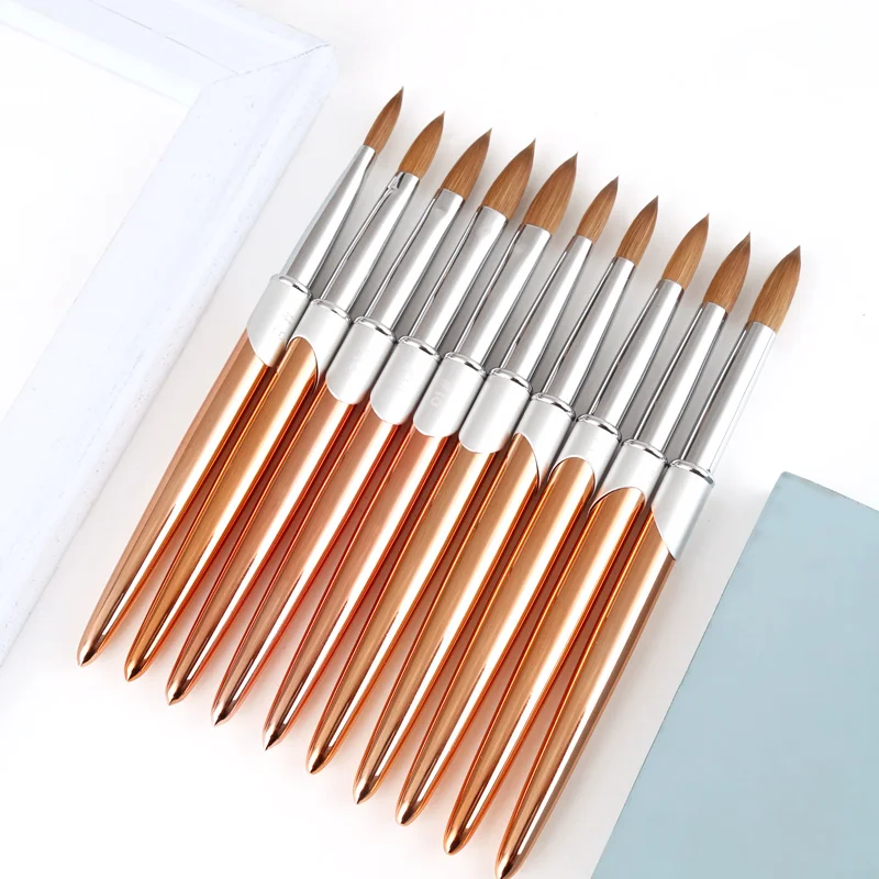 High Quality Custom Logo Rose Gold Copper Parts Germany Nail Brush Pure 100% Kolinsky Hair Acrylic Nail Brush
High Quality Custom Logo Rose Gold Copper Parts Germany Nail Brush Pure 100% Kolinsky Hair Acrylic Nail Brush