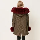 Rex Fox Coat QC1875 QIUCHEN Classic Real Rex Rabbit Fur Lined Parka With Fox Fur Trim Collar Coat