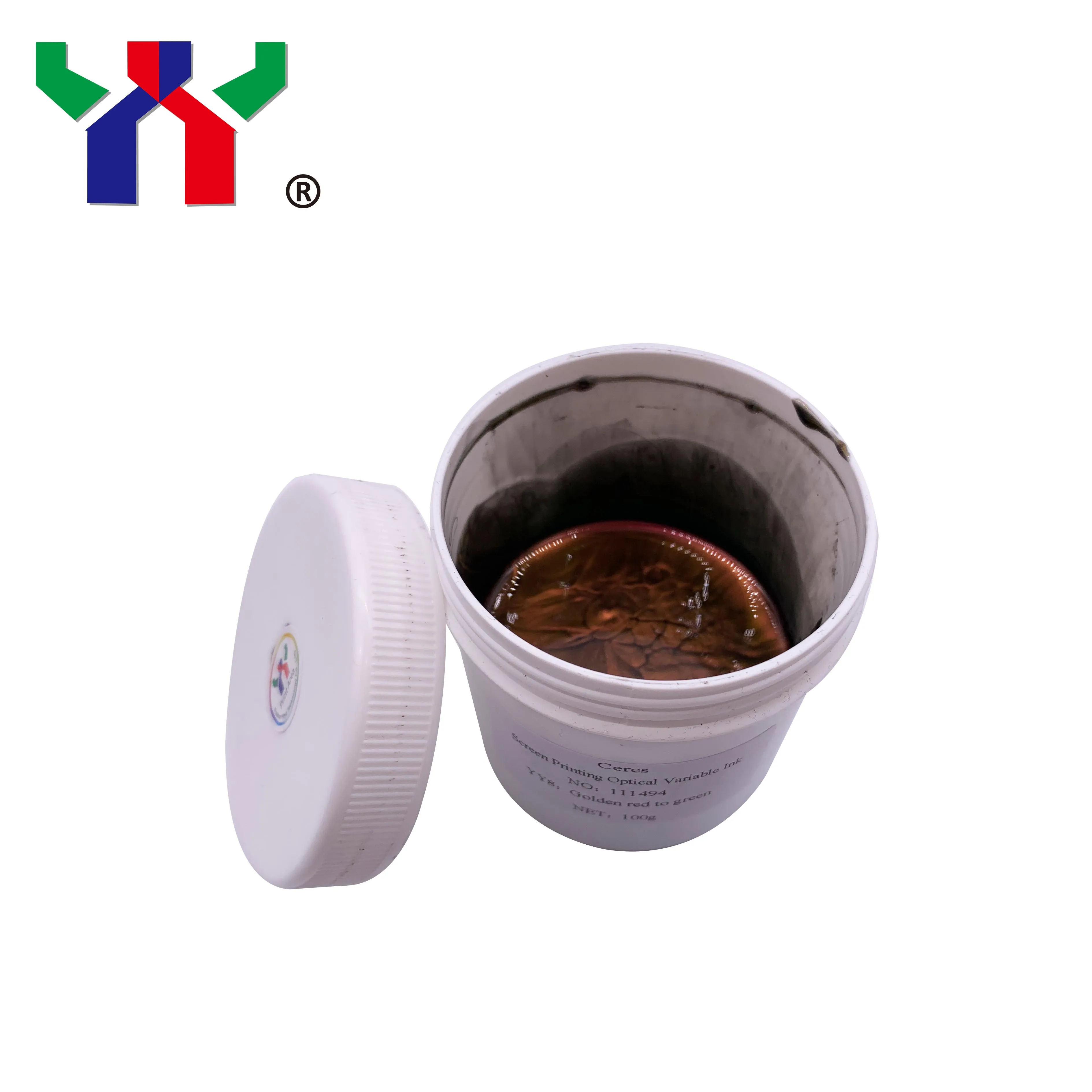 YY high quality  bright color Solvent Based Screen Optical Variable Ink,100 g/bottle,YY8 golden red to green,100g/bottle