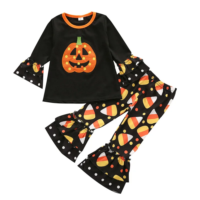 Wholesale pumpkin embroidery fall children clothing ruffle pants girls outfit sets, As picture show
Wholesale pumpkin embroidery fall children clothing ruffle pants girls outfit sets, As picture show