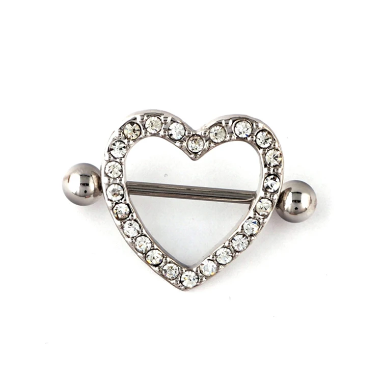 Factory Direct Price Crystal Heart Shaped Nipple Ring Stainless Steel Nipple Rings, Silver
Factory Direct Price Crystal Heart Shaped Nipple Ring Stainless Steel Nipple Rings, Silver