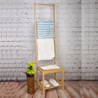 Hot Sale Natural Bamboo Bath Towel Rack With Storage Shelf