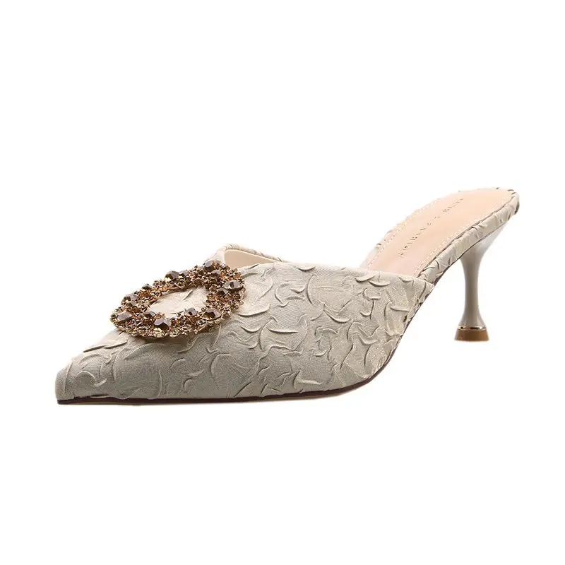 Luxury Silk Shiny Block Thin Heels Point-toe High Heel Shoes 7CM Height, Beige
Luxury Silk Shiny Block Thin Heels Point-toe High Heel Shoes 7CM Height, Beige