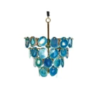 Nature Rock Blue Agate Stone Chandelier for Home Hotel Villa Kitchen Dining Room Restaurant Lighting