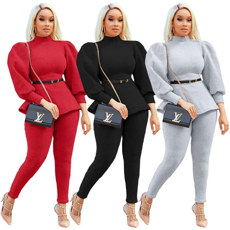 2021 Fashion Clothes For Women Plus Size Pants Set Puffer Sleeve Knitted Two Piece Pants Set Winter Outfits For Women, As picture
2021 Fashion Clothes For Women Plus Size Pants Set Puffer Sleeve Knitted Two Piece Pants Set Winter Outfits For Women, As picture
