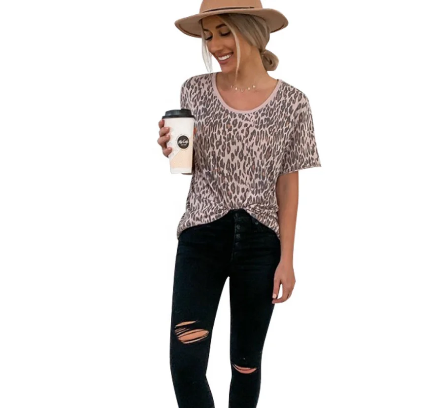 New arrive leopard dot print graphic tee fitting women polyester shirts with high quality
New arrive leopard dot print graphic tee fitting women polyester shirts with high quality