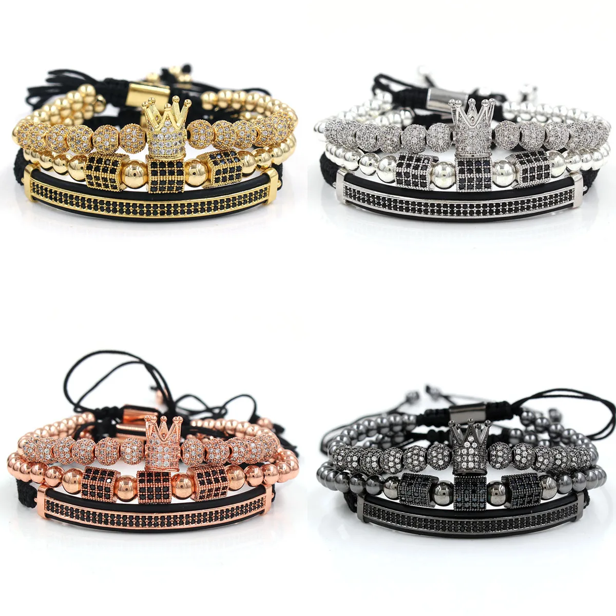 Crown Braided Bracelet Jewelry Gold Diamond Ball Beaded Titanium Steel Popular 6mm Stainless Steel Unisex Charm Bracelets 12 Set
Crown Braided Bracelet Jewelry Gold Diamond Ball Beaded Titanium Steel Popular 6mm Stainless Steel Unisex Charm Bracelets 12 Set