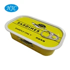 Square food grade tin can with easy open cap for sardine fish canned in vegetable oil