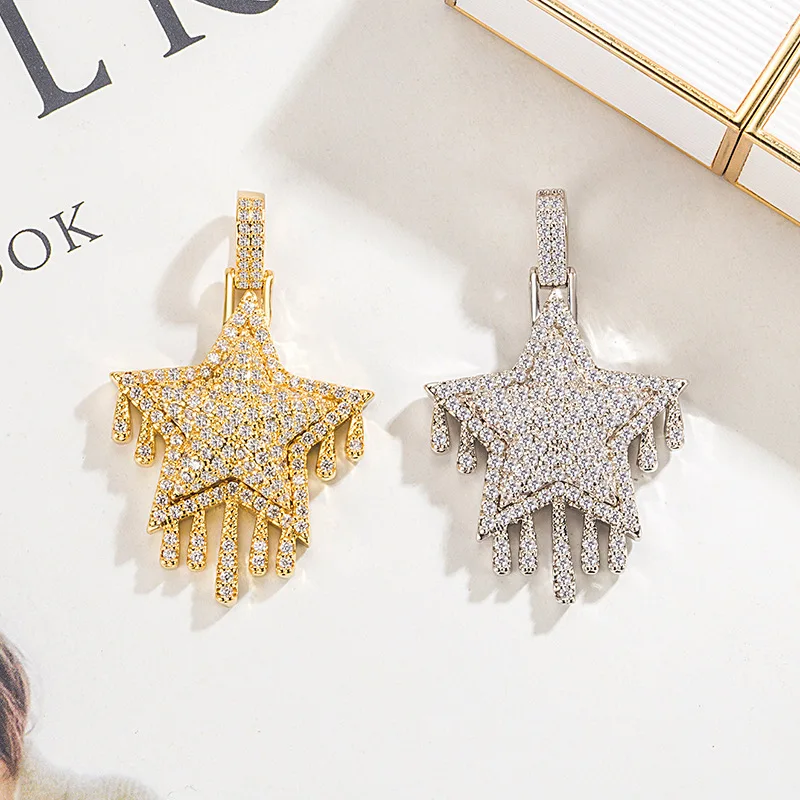 Drip Star Pendant Diamond Necklace Chain Free Chain Gold Color Bling Cubic Zircon Men's Women Hiphop Jewelry For Gift
Drip Star Pendant Diamond Necklace Chain Free Chain Gold Color Bling Cubic Zircon Men's Women Hiphop Jewelry For Gift