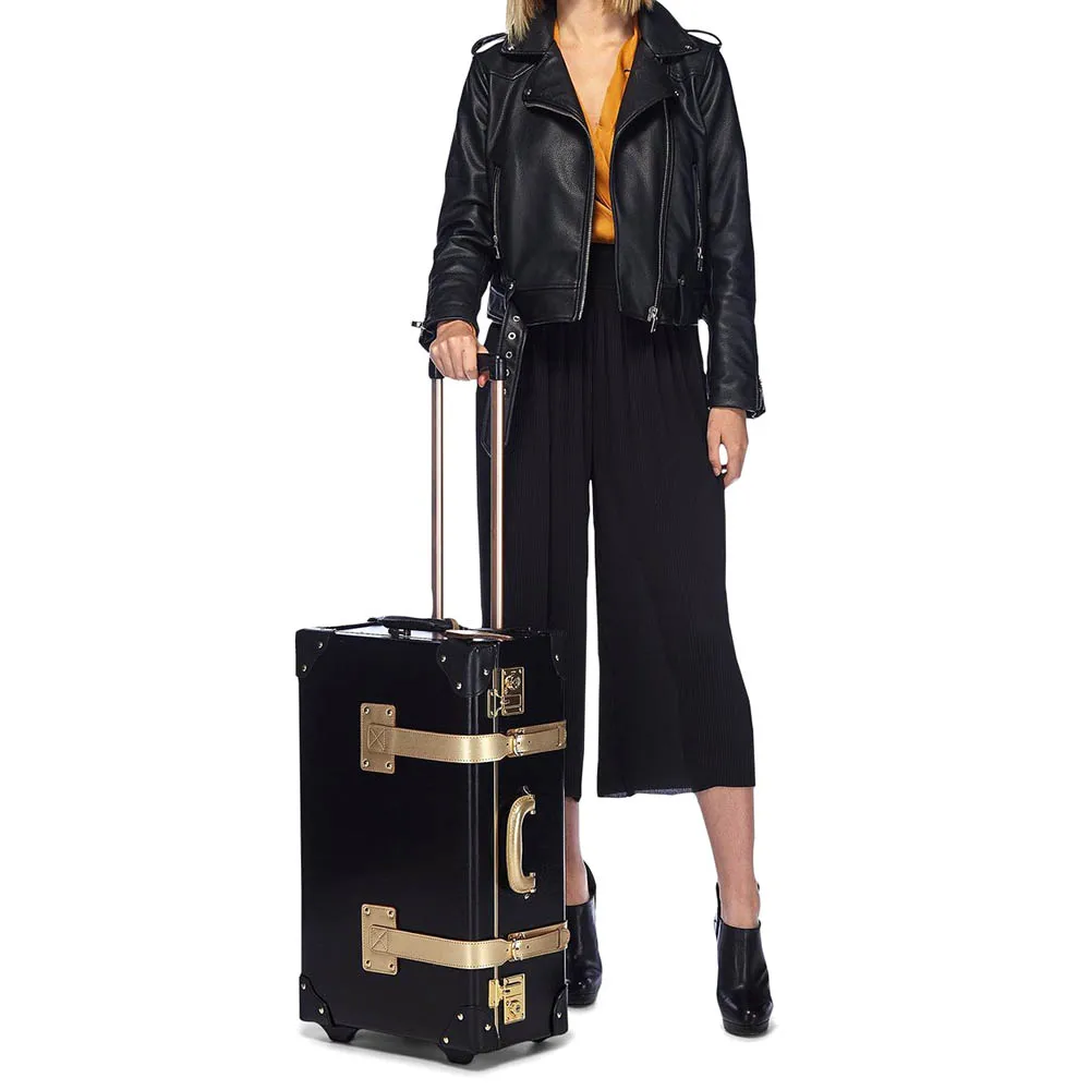 2019 New design trendy vintage portable black leather luggage suitcase set