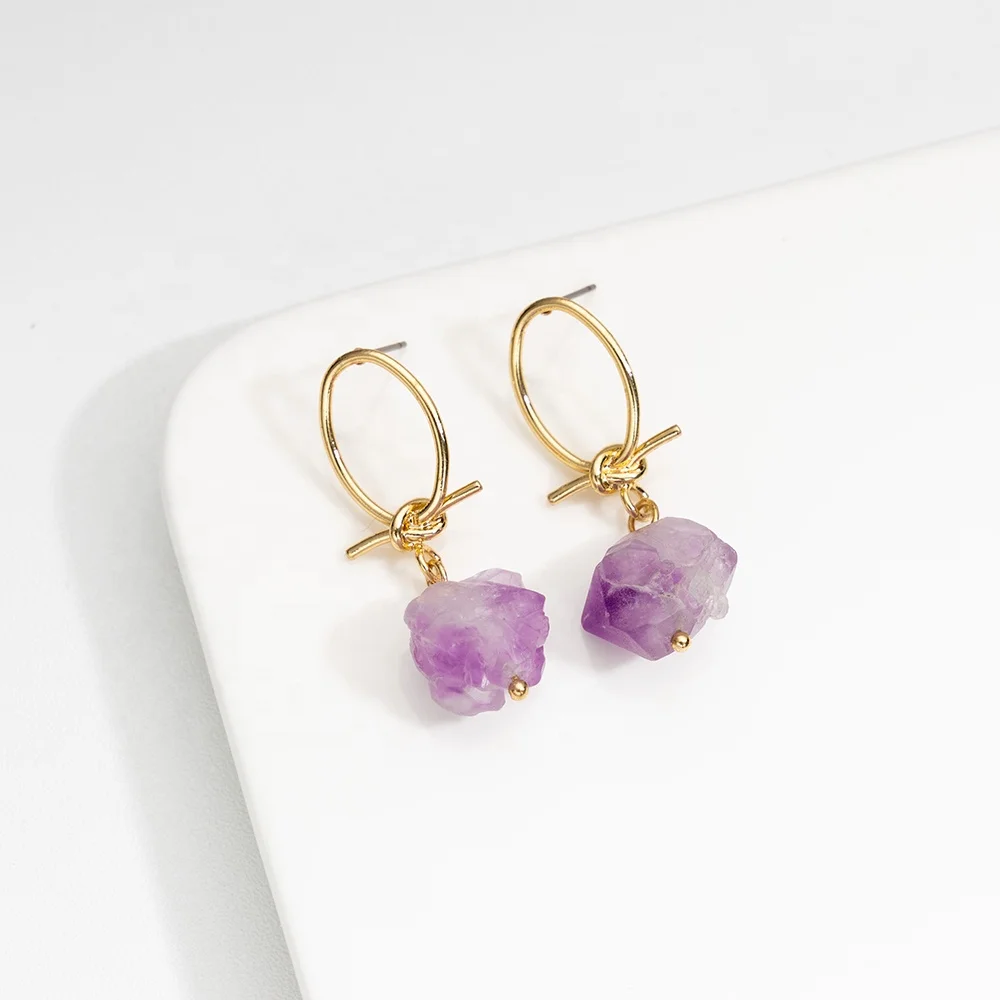 2020 New design gold knot hoop with purple amethyst semi- precious chip natural stone jewelry stud earrings
2020 New design gold knot hoop with purple amethyst semi- precious chip natural stone jewelry stud earrings