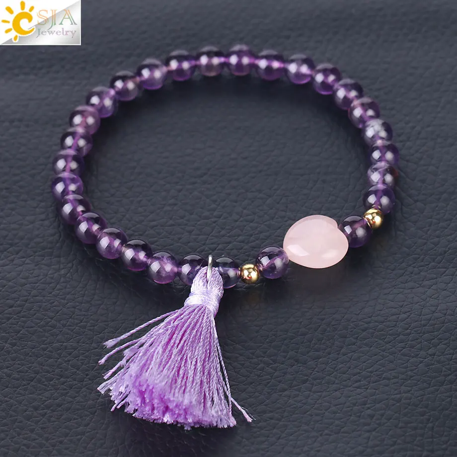 CSJA hot bohemian style jewelry natural 6mm rose quartz stone bead tassel charm bangle women bracelet wholesale F339
CSJA hot bohemian style jewelry natural 6mm rose quartz stone bead tassel charm bangle women bracelet wholesale F339