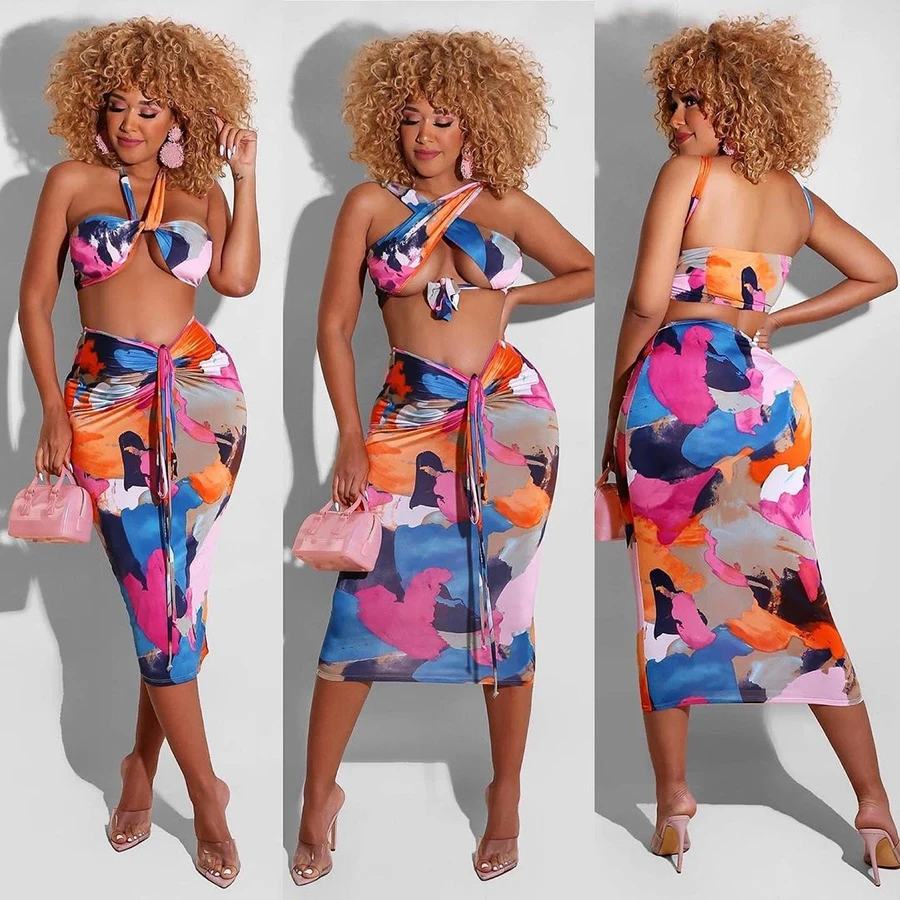 Peeqi Summer elastic paint hollow out bandage vest and maxi skirt Sexy girls summer outfits 2 piece set women
Peeqi Summer elastic paint hollow out bandage vest and maxi skirt Sexy girls summer outfits 2 piece set women