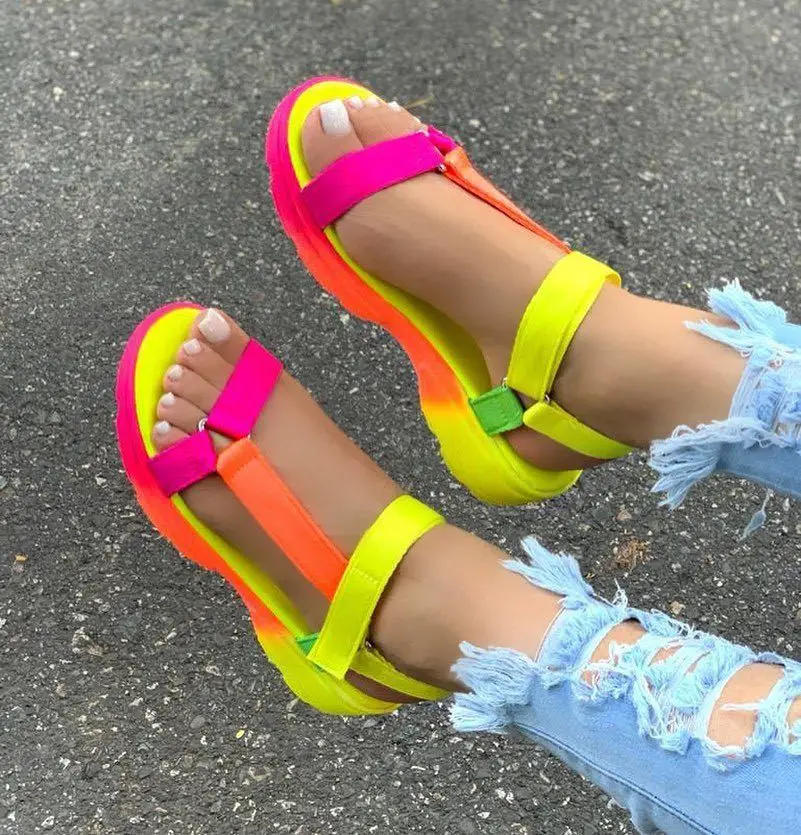New Design Fashion Ladies Rainbow Velcro Sandal Shoes For Womens Flat Tie-dyed Women Sandals, 5 colors
New Design Fashion Ladies Rainbow Velcro Sandal Shoes For Womens Flat Tie-dyed Women Sandals, 5 colors
